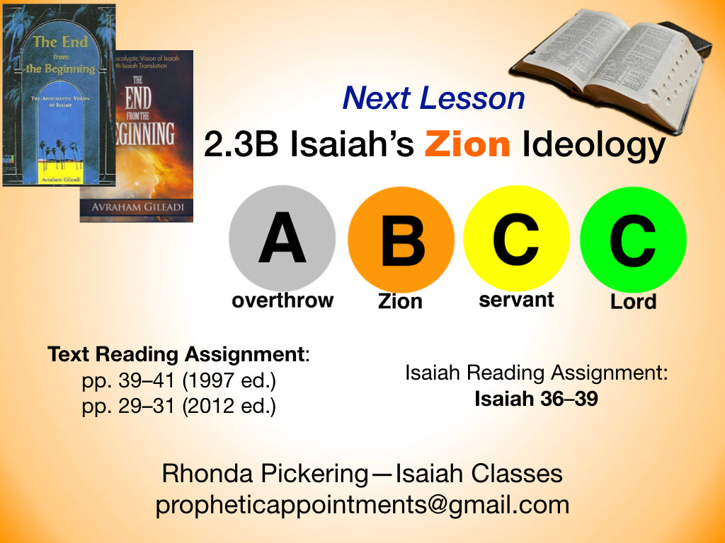 Isaiah Class 6 (2.3B) Isaiah’s Zion Ideology (1 hr 36 min)
