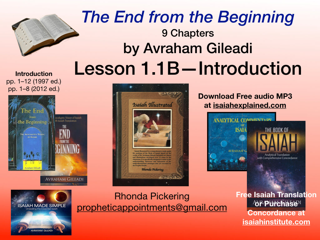 Isaiah Class 1 (1.1B) Isaiah Class Introduction (1 hr 17 min)